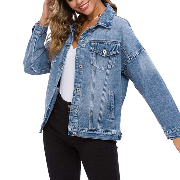 Cali Chic Women Denim Jacket Celebrity Lt Blue Classic Side Pockets - Picture 3 of 6